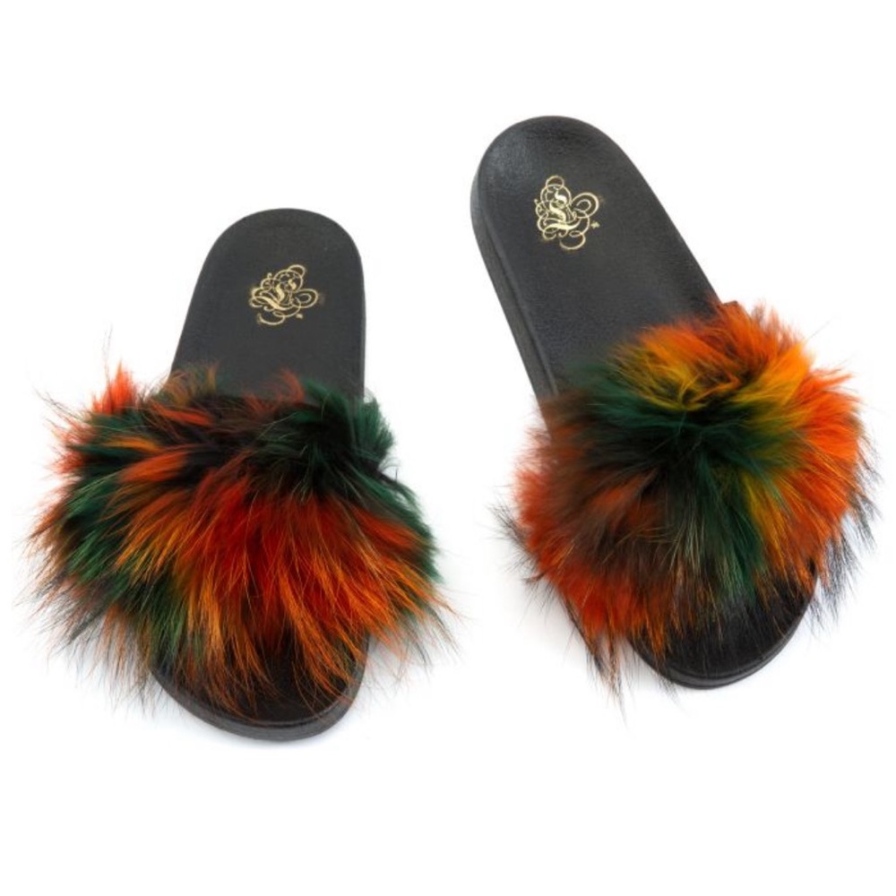 Mixed Emotions real fur slipper multi